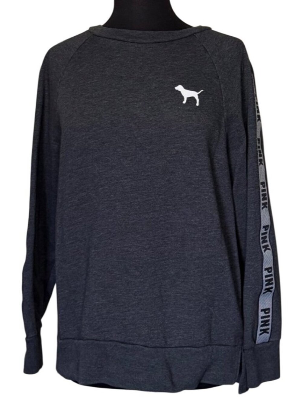 Women's Victoria's Secret PINK Gray Crewneck Sweatshirt w/White Dog Logo Size S
